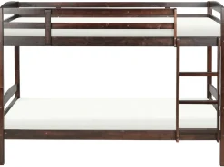 Discount Łóżko piętrowe Drewno sosnowe REGAT 90 x 200 cm Ciemno Dzieci Łóżka Piętrowe|Łóżka Drewniane