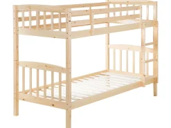 Sale Łóżko piętrowe Drewno sosnowe REVIN 90 x 200 cm Jasno Dzieci Łóżka Piętrowe|Łóżka Drewniane