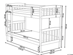 Best Drewno sosnowe REVIN 90 x 200 cm Dzieci Łóżka Piętrowe|Łóżka Drewniane
