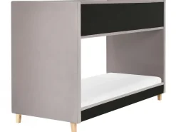 Sale Łóżko piętrowe Welur CHOCQUES 90 x 200 cm Jasnoszary Dzieci Łóżka Piętrowe|Wszystkie Meble I Akcesoria Dziecięce