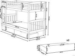 REVIN Drewno sosnowe 90 x 200 cm Dzieci Łóżka Z Pojemnikiem|Łóżka Piętrowe