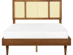 New Rattan AURAY 140 x 200 cm Brązowy Łóżka Podwójne|Łóżka Rattanowe