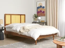 New Rattan AURAY 140 x 200 cm Brązowy Łóżka Podwójne|Łóżka Rattanowe