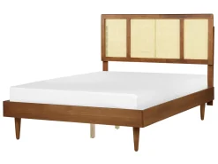 New Rattan AURAY 140 x 200 cm Brązowy Łóżka Podwójne|Łóżka Rattanowe