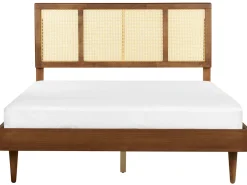 New Rattan AURAY 160 x 200 cm Brązowy Łóżka Podwójne|Łóżka Rattanowe
