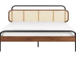 Best Łóżko Rattan BOUSSICOURT 180 x 200 cm Ciemnobrązowy Łóżka Podwójne|Łóżka Rattanowe