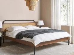 Best Łóżko Rattan BOUSSICOURT 180 x 200 cm Ciemnobrązowy Łóżka Podwójne|Łóżka Rattanowe