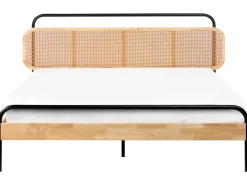 Outlet Łóżko Rattan BOUSSICOURT 180 x 200 cm Jasnobrązowy Łóżka Podwójne|Łóżka Rattanowe