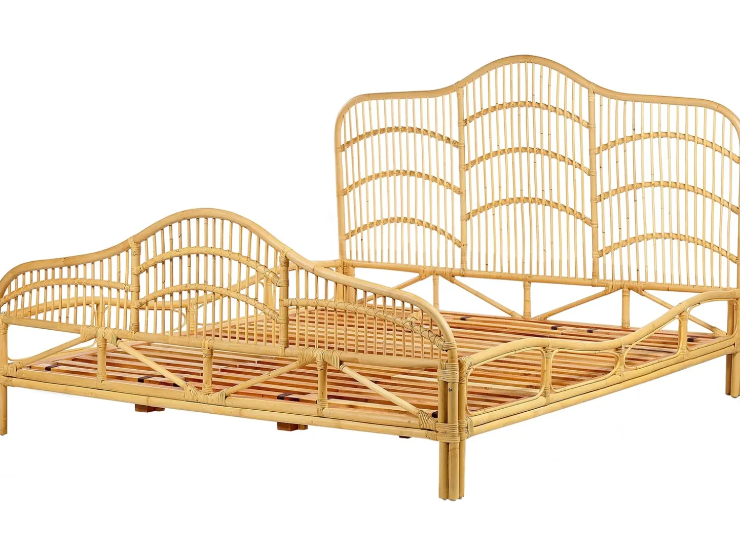 Discount Łóżko Rattan DOMEYROT 180 x 200 cm Jasno Łóżka Podwójne|Łóżka Rattanowe