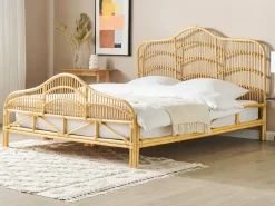Discount Łóżko Rattan DOMEYROT 180 x 200 cm Jasno Łóżka Podwójne|Łóżka Rattanowe