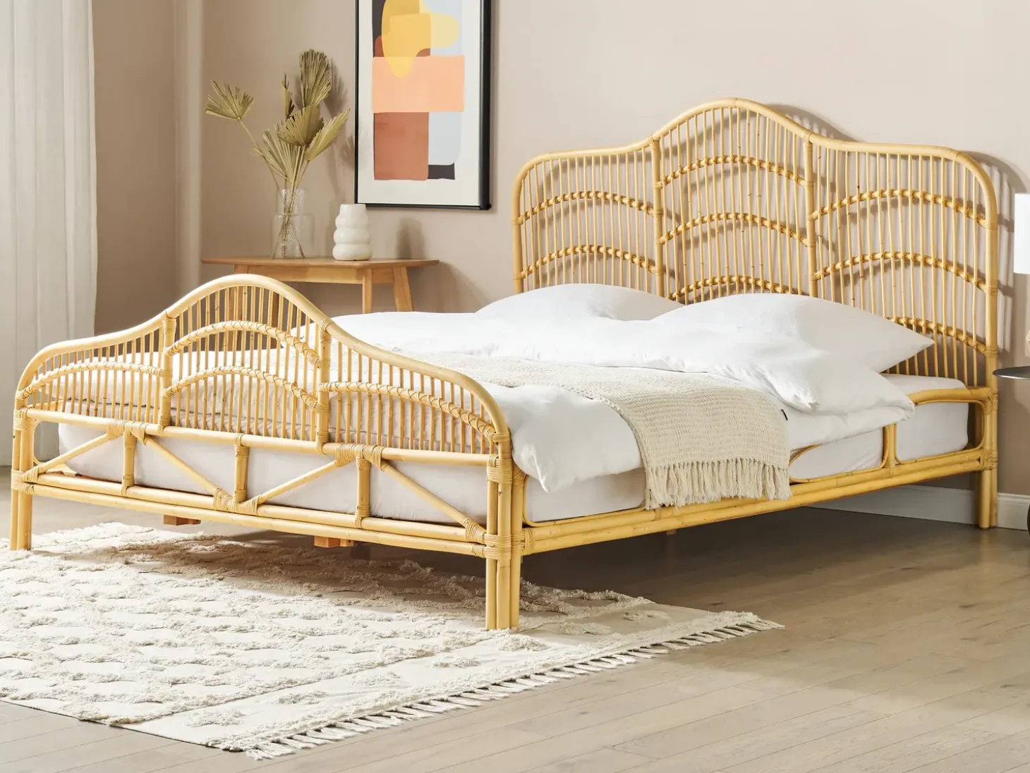 Discount Łóżko Rattan DOMEYROT 180 x 200 cm Jasno Łóżka Podwójne|Łóżka Rattanowe
