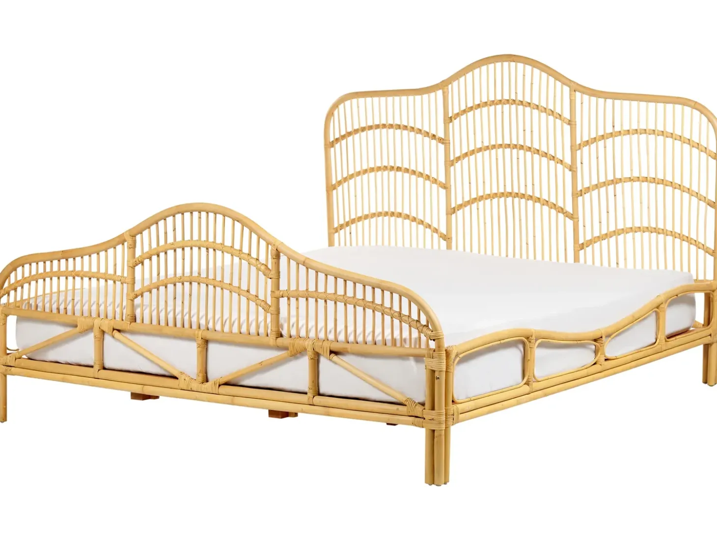 Discount Łóżko Rattan DOMEYROT 180 x 200 cm Jasno Łóżka Podwójne|Łóżka Rattanowe