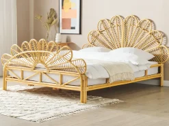 Online Łóżko Rattan FLORENTINE 180 x 200 cm Jasno Łóżka Podwójne|Łóżka Rattanowe