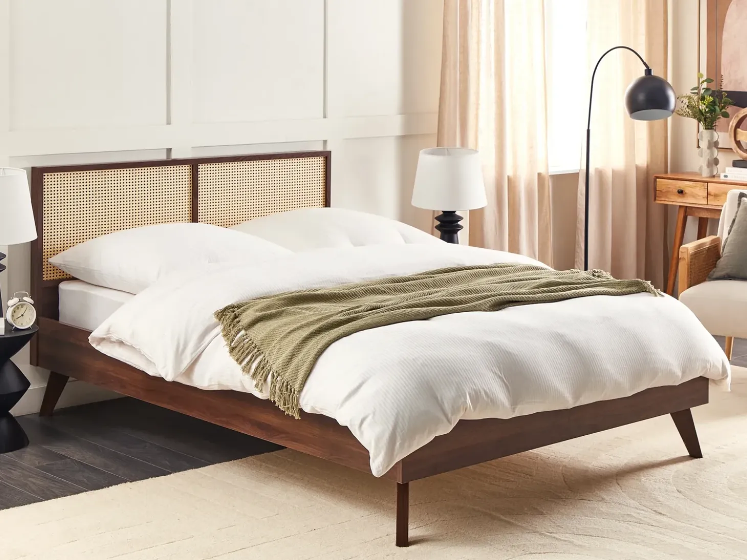Online Łóżko Rattan MONPAZIER 160 x 200 cm Ciemnobrązowy Łóżka Podwójne|Łóżka Rattanowe