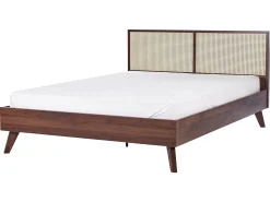 Online Łóżko Rattan MONPAZIER 160 x 200 cm Ciemnobrązowy Łóżka Podwójne|Łóżka Rattanowe