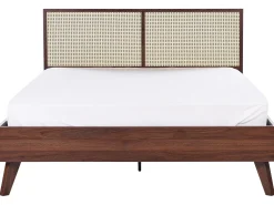 Online Łóżko Rattan MONPAZIER 160 x 200 cm Ciemnobrązowy Łóżka Podwójne|Łóżka Rattanowe