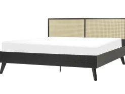 Łóżko Rattan MONPAZIER 180 x 200 cm Czarny