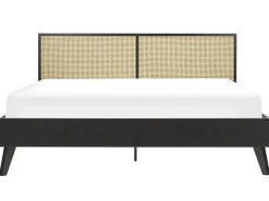 Łóżko Rattan MONPAZIER 180 x 200 cm Czarny
