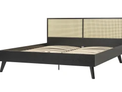Łóżko Rattan MONPAZIER 180 x 200 cm Czarny