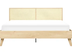 Best Łóżko Rattan MONPAZIER 180 x 200 cm Jasno Łóżka Podwójne|Łóżka Rattanowe