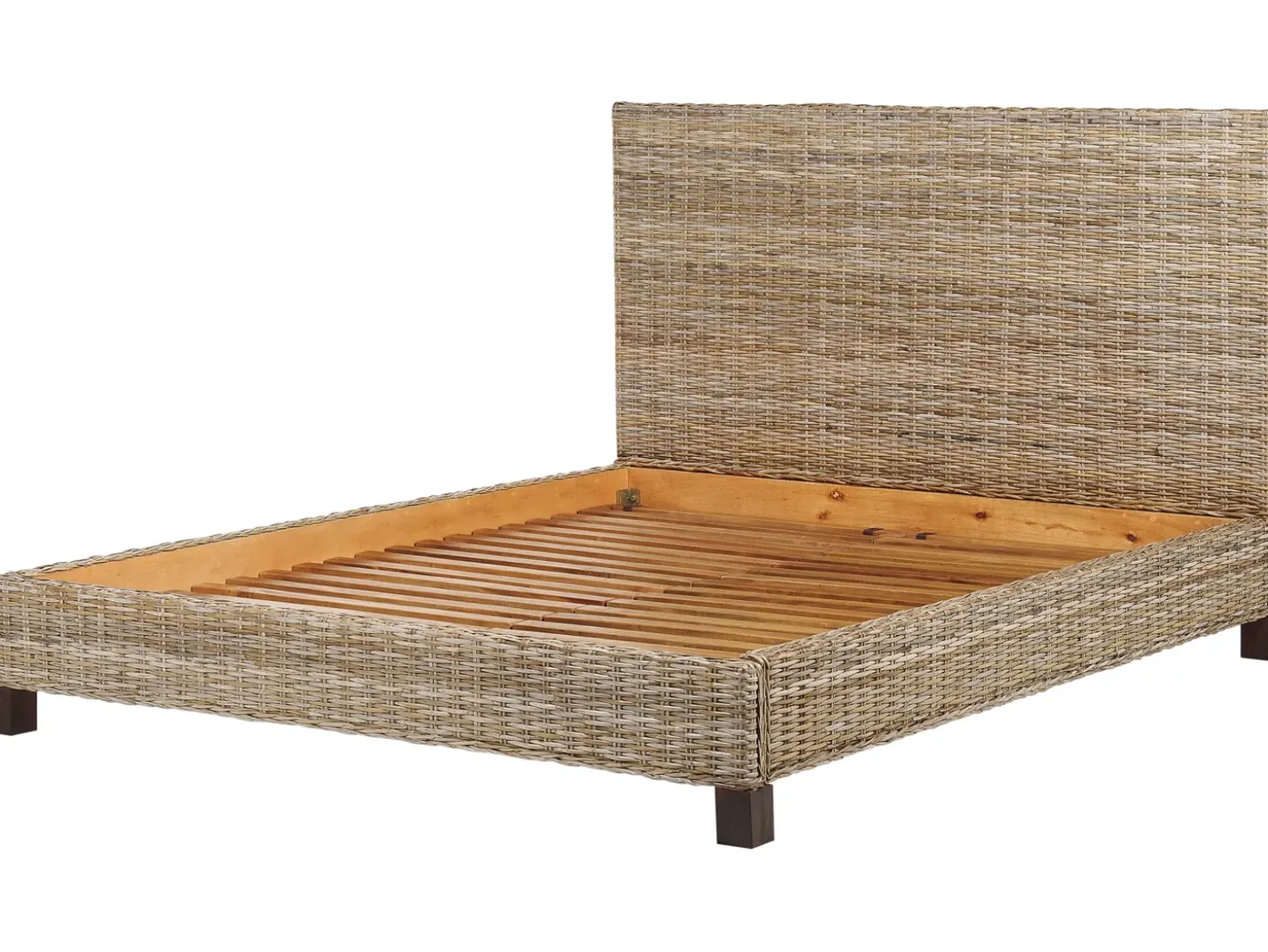 Discount Łóżko Rattan SALBRIS 180 x 200 cm Naturalny Łóżka Podwójne|Łóżka Rattanowe