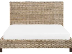 Discount Łóżko Rattan SALBRIS 180 x 200 cm Naturalny Łóżka Podwójne|Łóżka Rattanowe