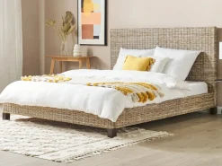 Discount Łóżko Rattan SALBRIS 180 x 200 cm Naturalny Łóżka Podwójne|Łóżka Rattanowe