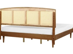 Discount Rattan VARZY 180 x 200 cm Brązowy Łóżka Podwójne|Łóżka Rattanowe