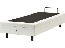 Online Łóżko regulowane bez zagłówka Boucle DUKE 90 x 200 cm Złamana biel Łóżka Tapicerowane|Łóżka Regulowane