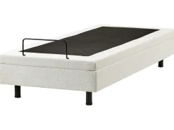 Online Łóżko regulowane bez zagłówka Boucle DUKE 90 x 200 cm Złamana biel Łóżka Tapicerowane|Łóżka Regulowane