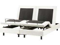 Clearance Boucle DUKE 180 x 200 cm Złamana biel Łóżka Tapicerowane|Łóżka Podwójne