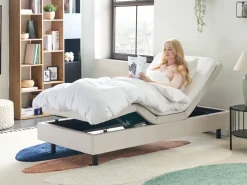 Online CASTELLAN 90 x 200 cm Jasnobeżowy Łóżka Tapicerowane|Łóżka Pojedyncze