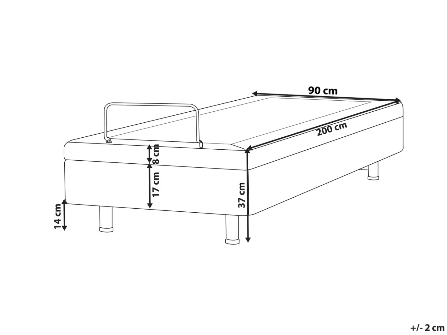 Clearance Łóżko regulowane bez zagłówka DUKE 90 x 200 cm Ciemnoszary Łóżka Tapicerowane|Łóżka Pojedyncze