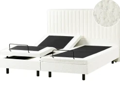 Discount Łóżko regulowane Boucle CASTELLAN 180 x 200 cm Złamana biel Łóżka Tapicerowane|Łóżka Podwójne