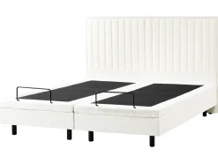 Discount Łóżko regulowane Boucle CASTELLAN 180 x 200 cm Złamana biel Łóżka Tapicerowane|Łóżka Podwójne