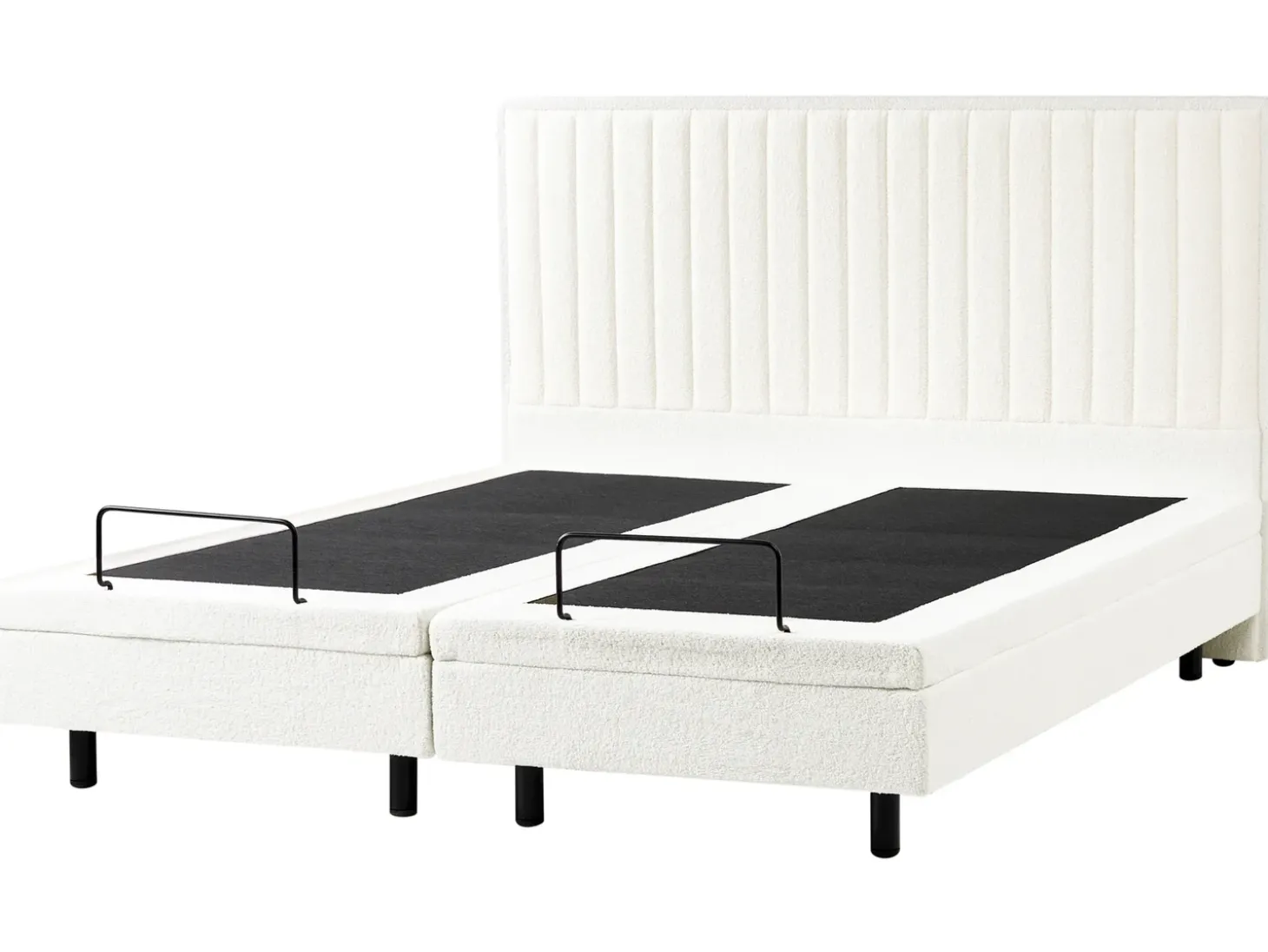 Discount Łóżko regulowane Boucle CASTELLAN 180 x 200 cm Złamana biel Łóżka Tapicerowane|Łóżka Podwójne