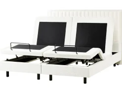Discount Łóżko regulowane Boucle CASTELLAN 180 x 200 cm Złamana biel Łóżka Tapicerowane|Łóżka Podwójne