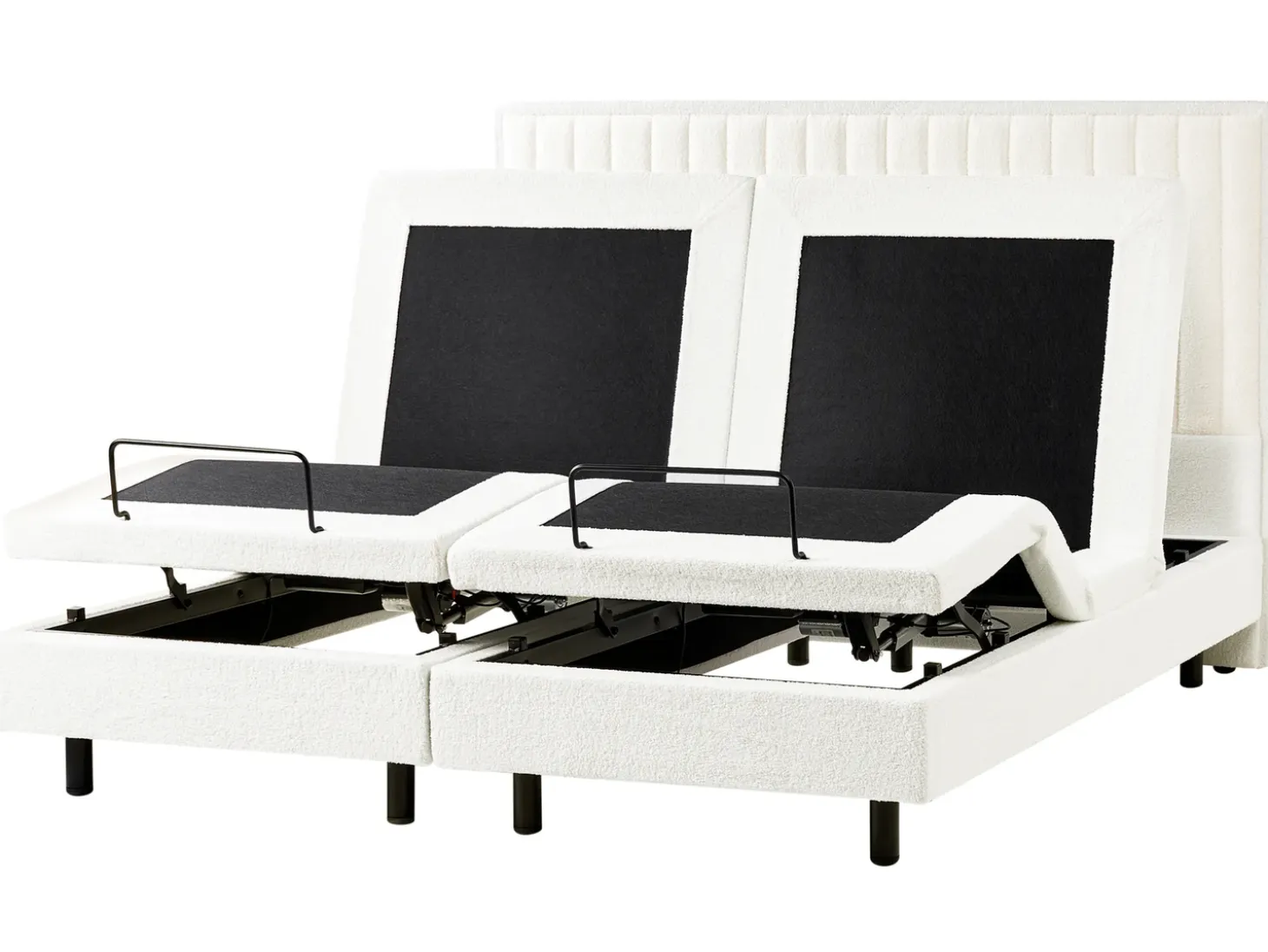 Discount Łóżko regulowane Boucle CASTELLAN 180 x 200 cm Złamana biel Łóżka Tapicerowane|Łóżka Podwójne