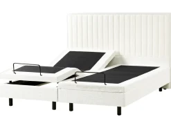 Discount Łóżko regulowane Boucle CASTELLAN 180 x 200 cm Złamana biel Łóżka Tapicerowane|Łóżka Podwójne