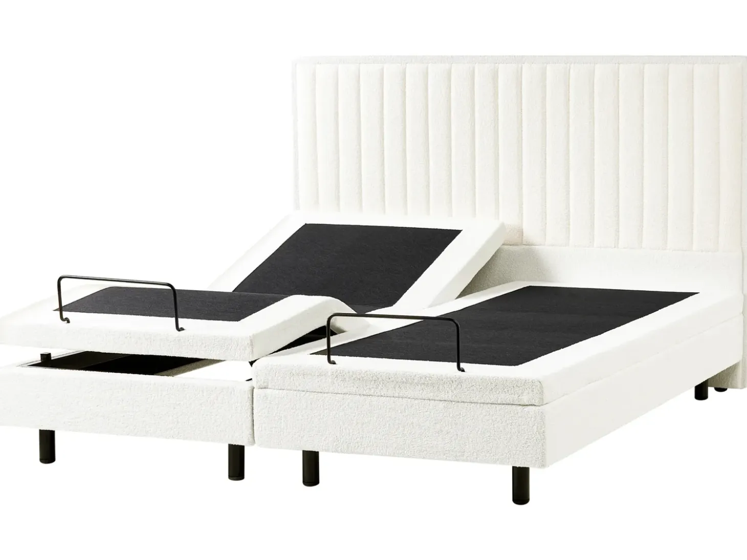 Discount Łóżko regulowane Boucle CASTELLAN 180 x 200 cm Złamana biel Łóżka Tapicerowane|Łóżka Podwójne