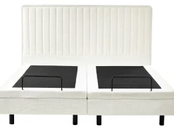 Discount Łóżko regulowane Boucle CASTELLAN 180 x 200 cm Złamana biel Łóżka Tapicerowane|Łóżka Podwójne
