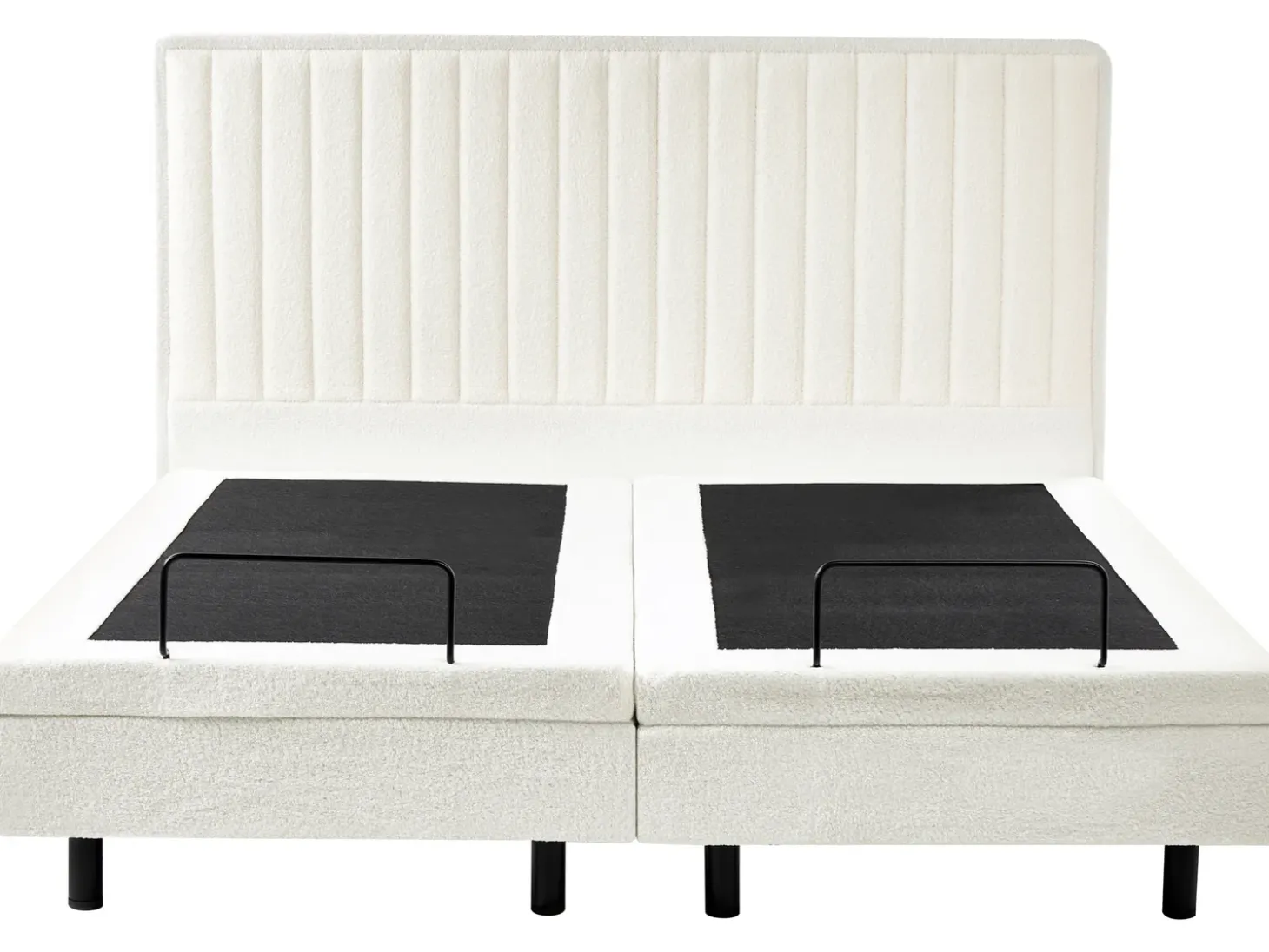 Discount Łóżko regulowane Boucle CASTELLAN 180 x 200 cm Złamana biel Łóżka Tapicerowane|Łóżka Podwójne
