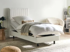 Clearance Łóżko regulowane Boucle CASTELLAN 90 x 200 cm Złamana biel Łóżka Tapicerowane|Łóżka Regulowane