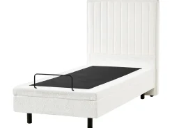 Clearance Łóżko regulowane Boucle CASTELLAN 90 x 200 cm Złamana biel Łóżka Tapicerowane|Łóżka Regulowane