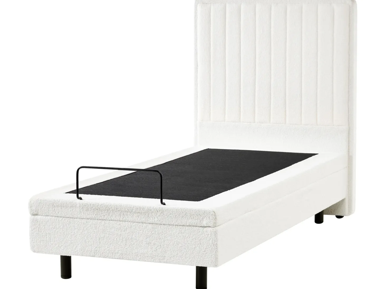 Clearance Łóżko regulowane Boucle CASTELLAN 90 x 200 cm Złamana biel Łóżka Tapicerowane|Łóżka Regulowane