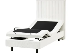 Clearance Łóżko regulowane Boucle CASTELLAN 90 x 200 cm Złamana biel Łóżka Tapicerowane|Łóżka Regulowane