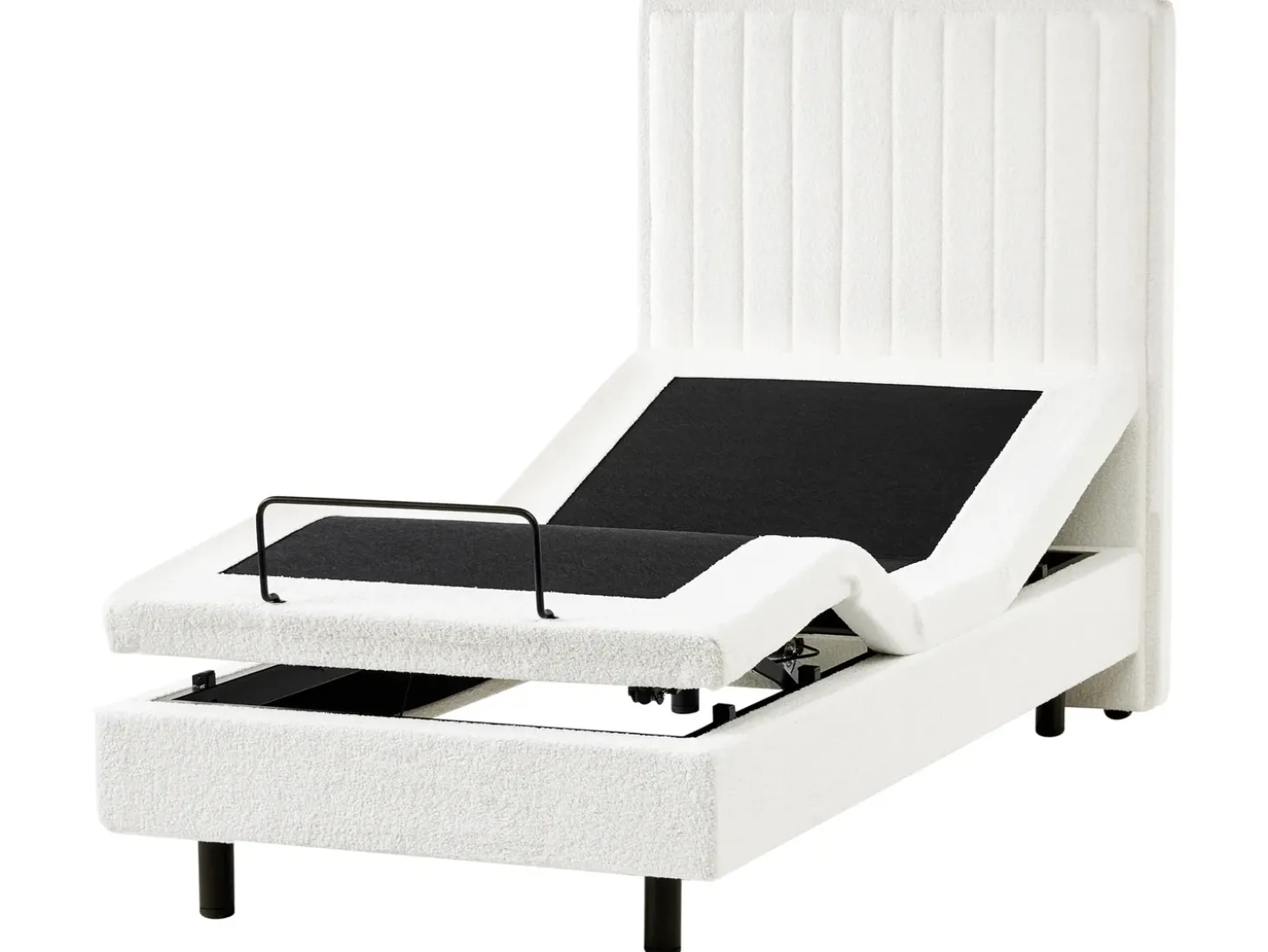 Clearance Łóżko regulowane Boucle CASTELLAN 90 x 200 cm Złamana biel Łóżka Tapicerowane|Łóżka Regulowane