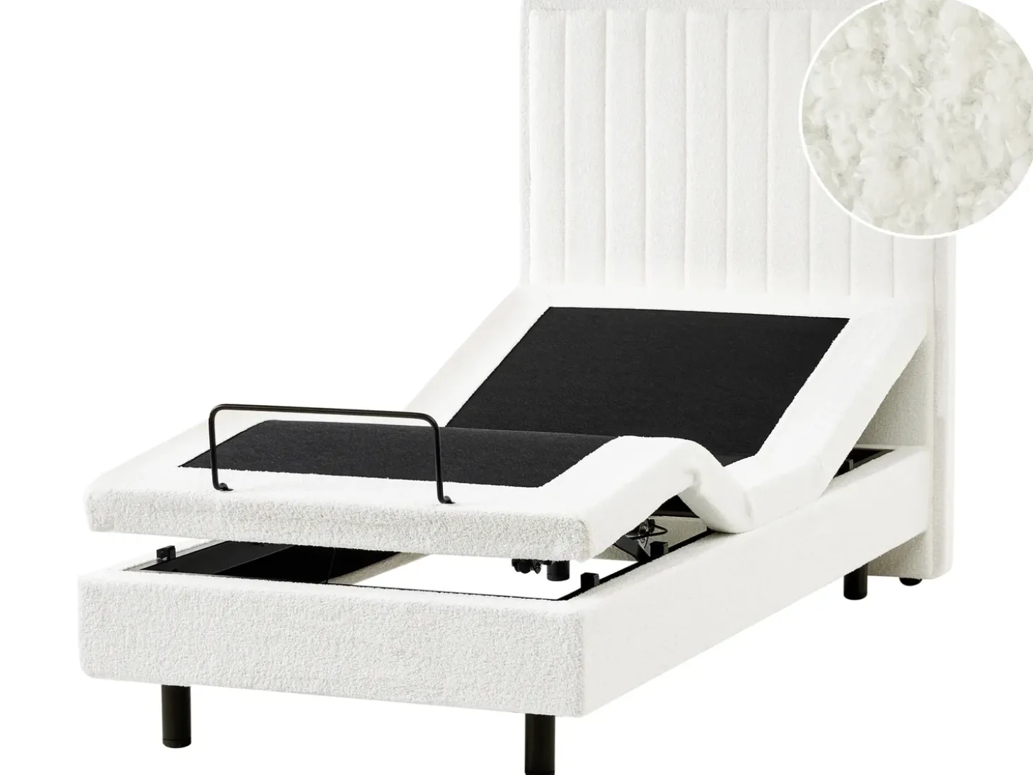 Clearance Łóżko regulowane Boucle CASTELLAN 90 x 200 cm Złamana biel Łóżka Tapicerowane|Łóżka Regulowane