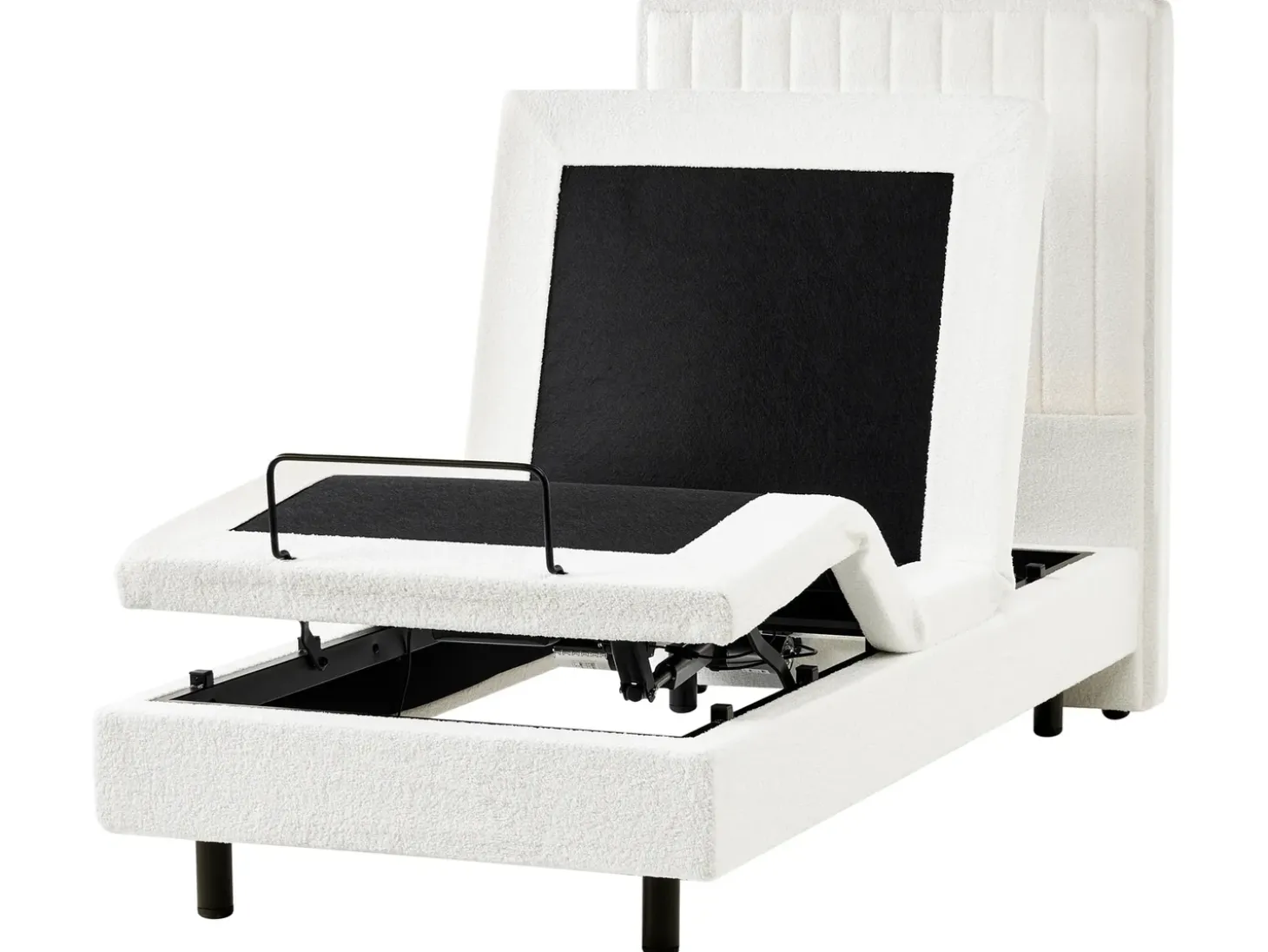 Clearance Łóżko regulowane Boucle CASTELLAN 90 x 200 cm Złamana biel Łóżka Tapicerowane|Łóżka Regulowane