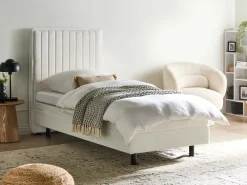 Clearance Łóżko regulowane Boucle CASTELLAN 90 x 200 cm Złamana biel Łóżka Tapicerowane|Łóżka Regulowane